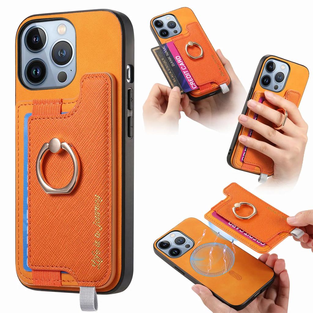 2 in 1 Detachable Magnetic Wallet Leather Ring Holder Case For iPhone 15 Pro Max 16 Plus 14 13 12 11 XR XS Se 2022 Stand Cover