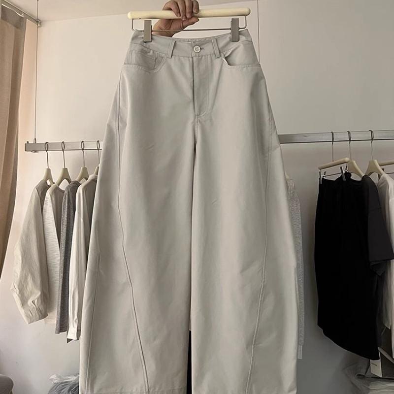 Korean Style Curve Blade Casual Pants for Women - Spring/Fall 2026, Plus Size, Loose, Hip Covering, Slimming, Versatile Wide Leg Long Pants