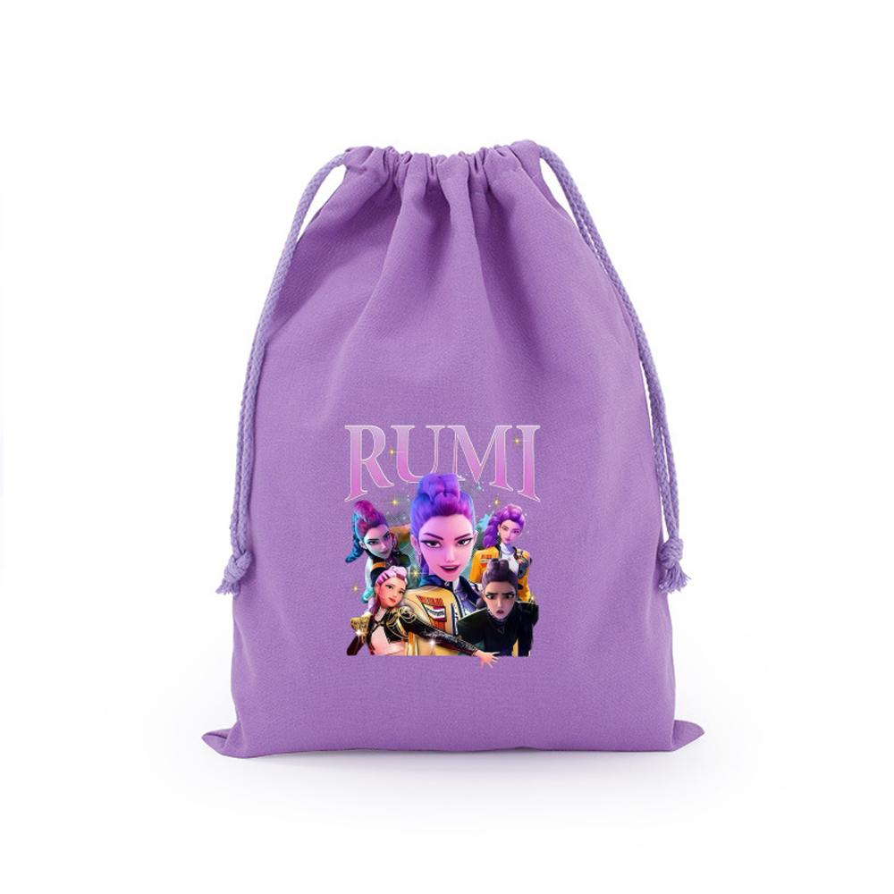KPop Demon Hunters Storage Drawstring Bag Music Cartoon Party Cookies Candy Package Kids Gift Bags Print Cotton Key Pouch