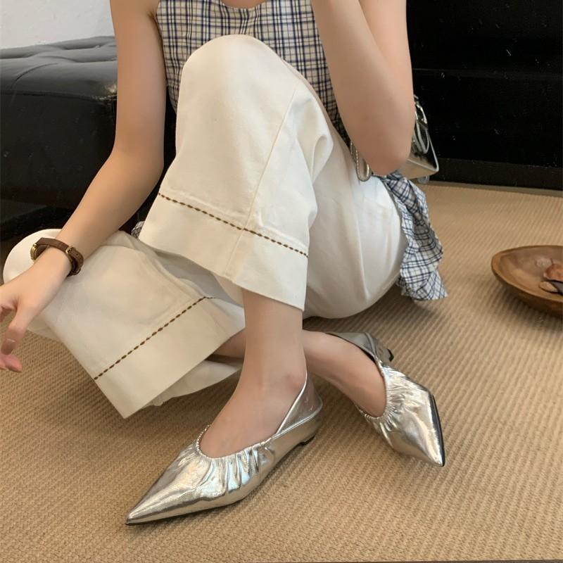 2025 New Light Luxury High-end Women's Shoes New Lazy Wind Super Soft Grandma Shoes Four Seasons Flat Bottom Casual Cowhide Tip