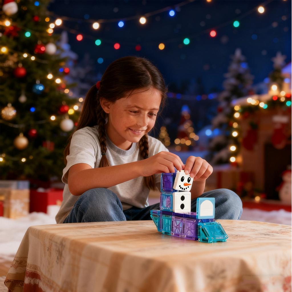 26 Winter  Magnetic Sheet Toys, Christmas Snowman Snowflake Building Block Portable Toys