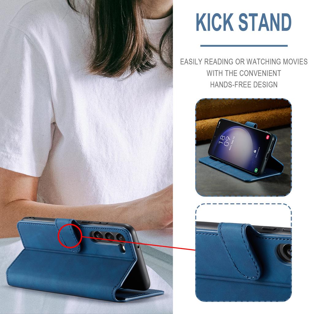 DG.MING For Samsung Galaxy S23 Retro PU Leather Stand Cover Shockproof Wallet Phone Case
