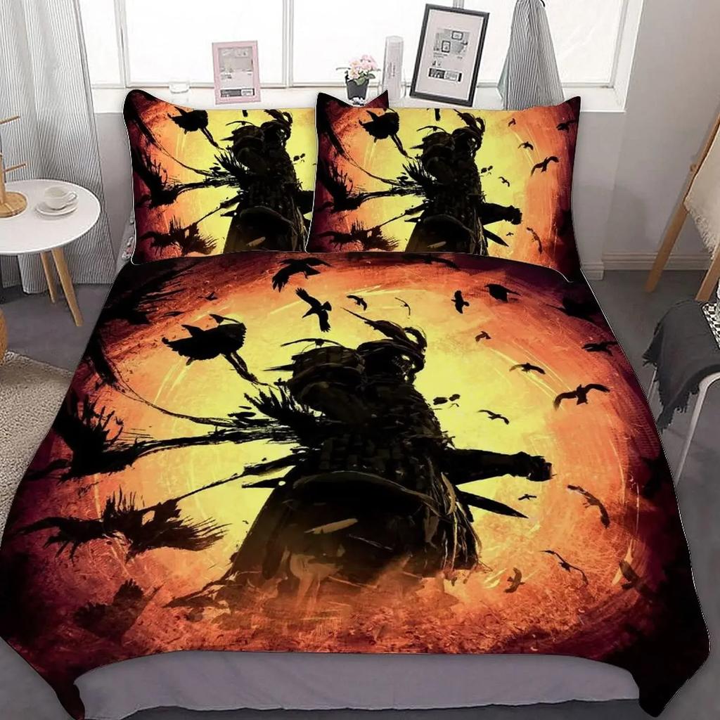 Tokyo Samurai King Queen Duvet Cover Japanese Style Bedding Set Asian Japanese Bushido Culture 3D Polyester Quilt Cover