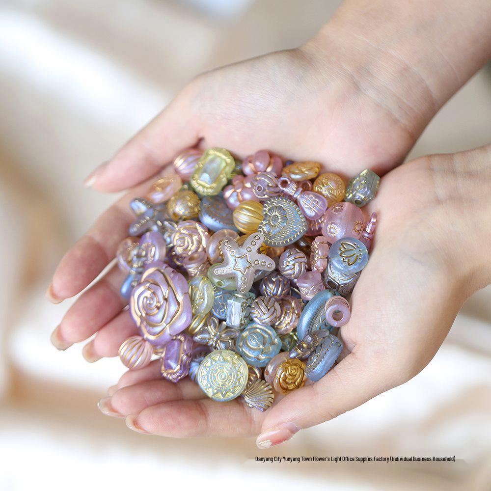 Acrylic Retro Gilded Czech Glass Beads for DIY Jewelry Making