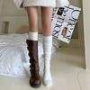1Pair Women Knitted Long Socks Boot Solid Thigh Stocking Skinny Casual Cotton Over Knee-High Fashion Ins Female Long Knee Sock