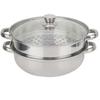 Stainless Steel Cookware 28cm 2-Layer Steamer Pot Cooker Double Boiler Soup Steaming Pot