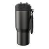 stainless steel vacuum insulated thickened coffee cup, car cup with lanyard, portable straw thermos, large capacity.