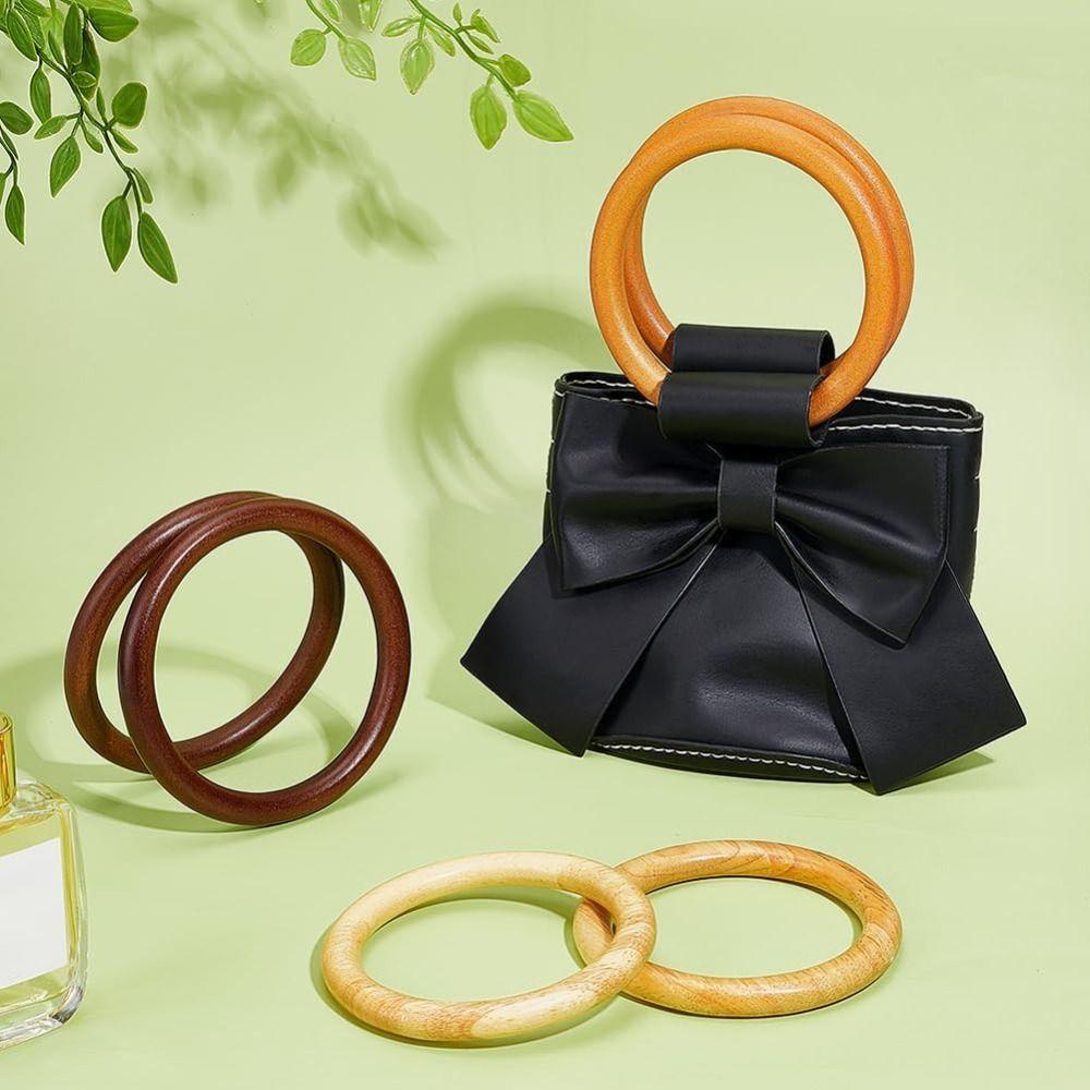 Handcraft Wooden Handbag Handles Round DIY Purse Handles Replacement Purse Strap