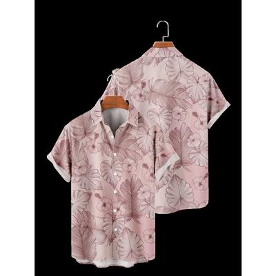 Men's 3D Digital Printed Short Sleeved Shirt - Printed Pattern, Lightweight Breathable Fabricl