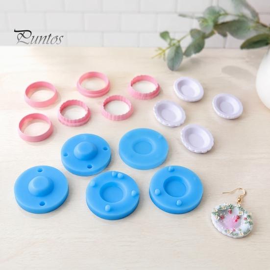 Silicone Tray Base Molds 12Pcs Mini Plate Clay Molds, Earring with Positioning Base, Multi?Shape Craft Cutters for DIY Polymer Earring, Pendant