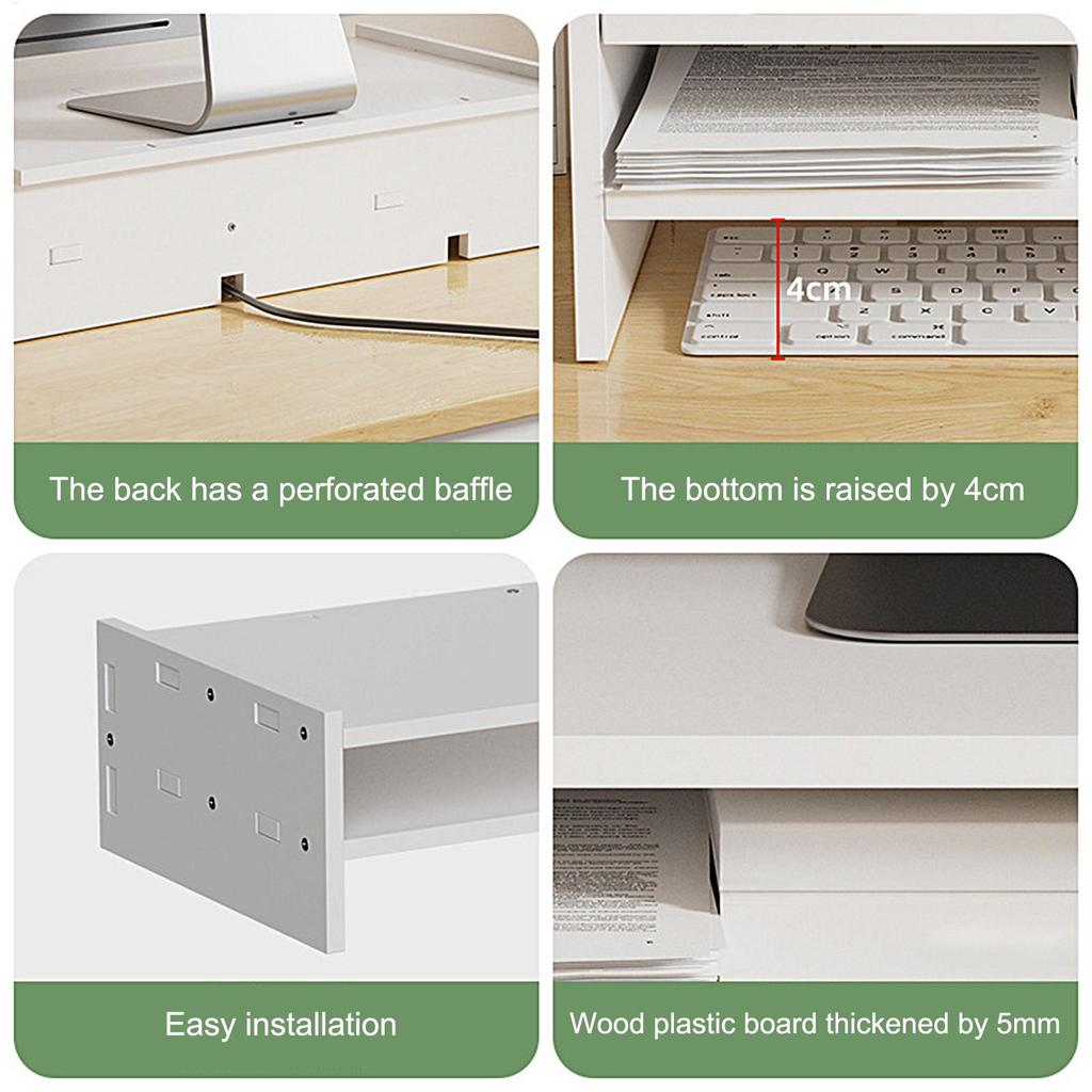 49x20.4x10cm 3-Tier Desktop Monitor Stand, Multi-Purpose Display Riser with Storage, Sturdy Desk Organizer for Office Gaming