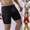 Men Long Leg Boxer Trunk Sport Breathable Bulge Pouch Briefs Ice Silk Underwear