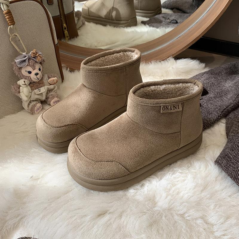 

Капибара большая голова уродливые туфли-хлеб Boken снежные хлопковые сапоги 2025 плоская подошва бархатные теплые короткие сапоги женская обувь 40 хаки