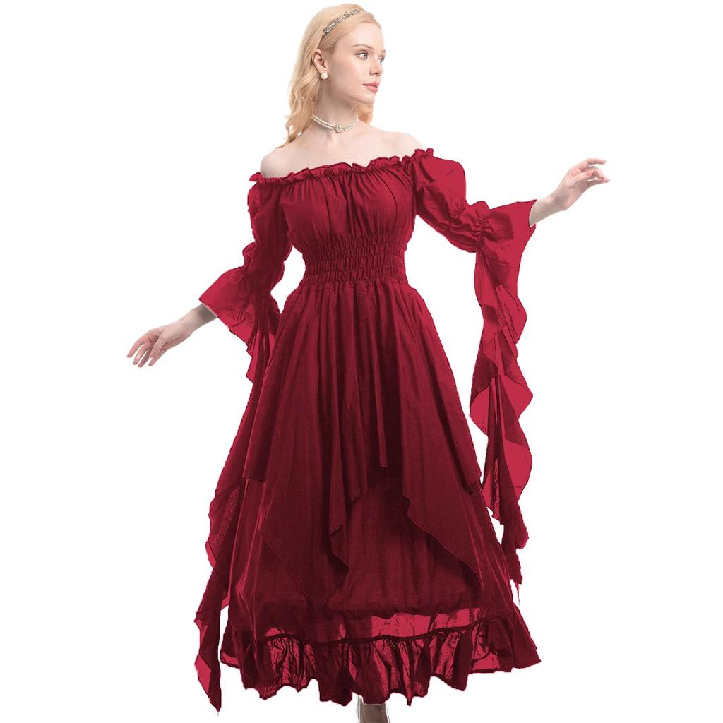 Medieval Halloween Cos Revival Dress Bundled Waist Palace Style Long Skirt Europe and The United States
