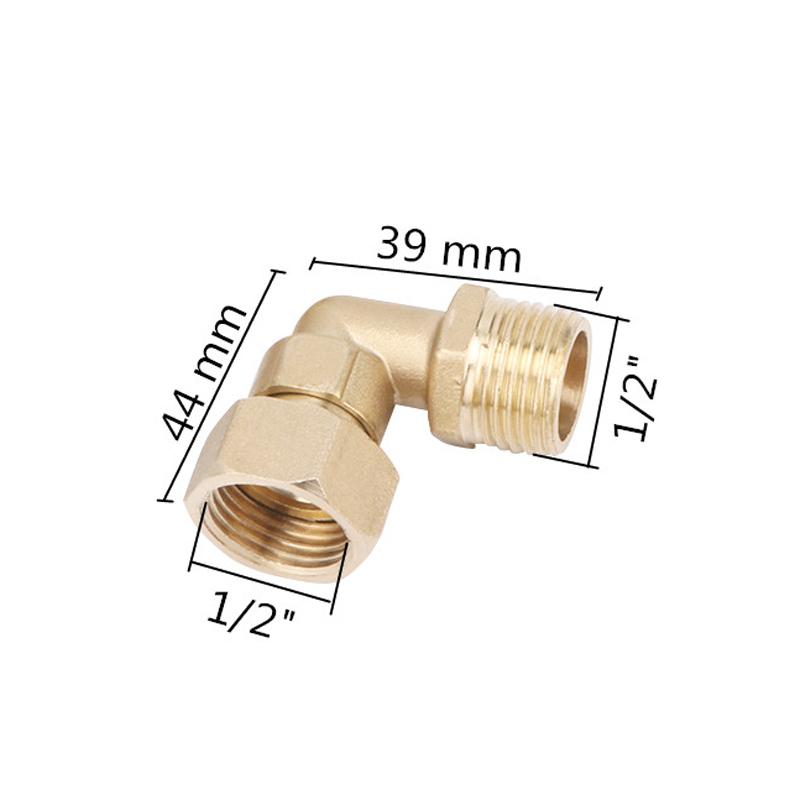 Schwenkgelenk 1/2" Innengewinde/Außengewinde 90 Grad Messing Winkelrohrfitting Verbinder Gelenk für Wasser Kraftstoff Adapter