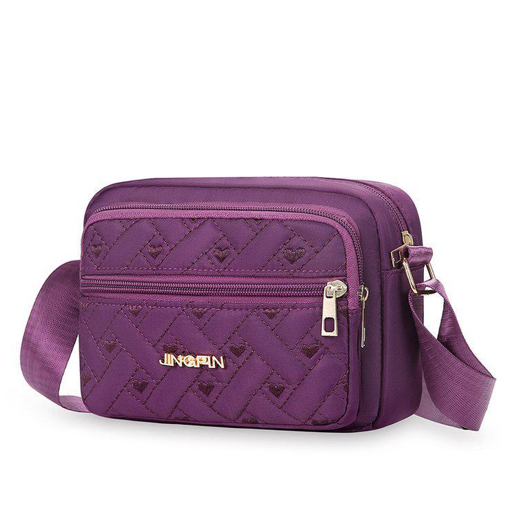 Women's Daily Casual Nylon Cross-Body Shoulder Bag with Multi-Layer Zipper