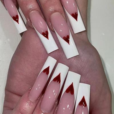 Valentinstag Europäische, Amerikanische Französisch Liebe Wasserpfeife Tragen Nagel Stück Lange Künstliche Nagel Nagel Patch Abnehmbare