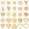 6pcs/Lot Different Heart Pendants For Jewelry Making Supplies 18k Real Gold Plated Stainless Steel Charms Bulk Sun Flower Charm