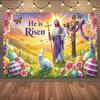 Religiöses Osterbanner ER IST AUFERSTANDEN Polyester Digitaldruck Fahne Mehrere Größen für Party Fotografie Innen Außen Dekor