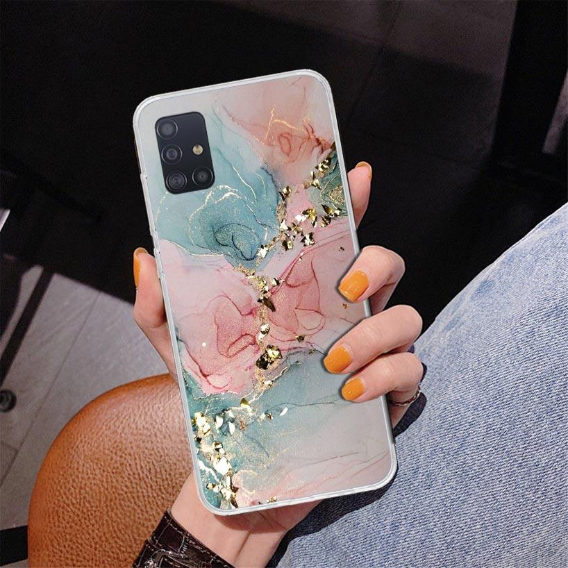 Fashion Gold Pink Geometric Marble Phone Case For Samsung Galaxy A52 A32 A22 A12 A51 A31 A50S A30S A20S A10S Note 20 Ultra 10 Pl