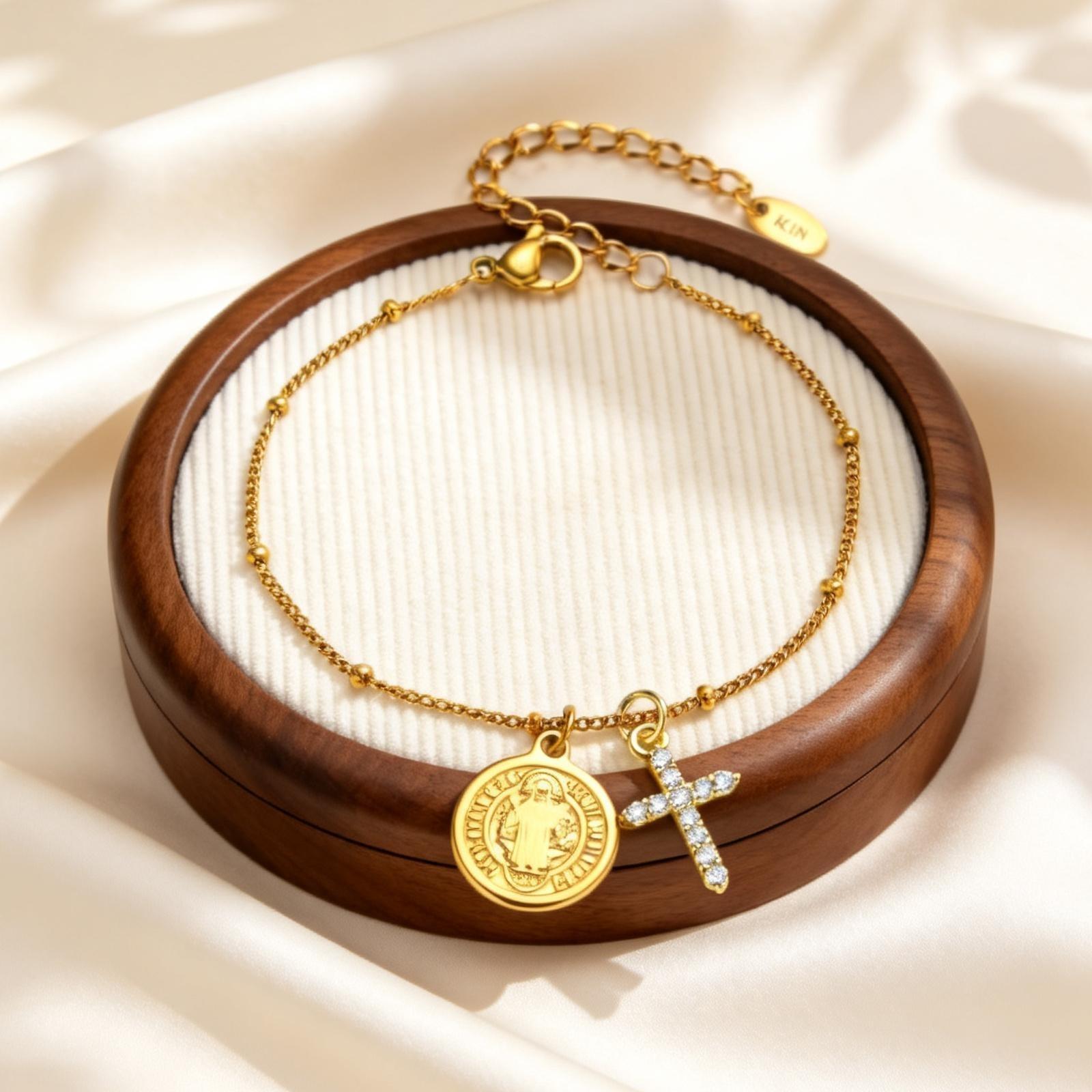 

Virgin Mary Bracelets for Women Religious Prayer Charm Bracelet Fashion Zircon Cross Rosary Bracelets Holy Catholic Jewelry Gift