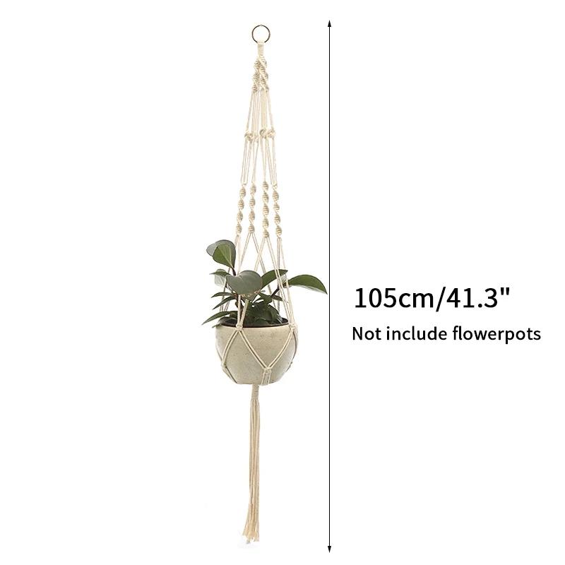 Vintage Macrame Hanging Baskets Cotton Handmade Flowerpot Net Plant Hanger Holder Basket Garden Home Planter Wall Decor