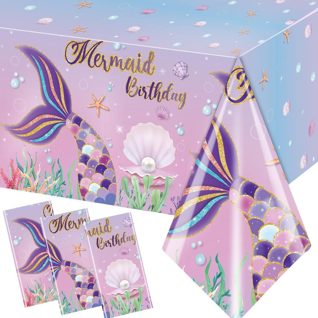 3pcs Fairy Party Tablecloth Decorations Fairy Birthday Party Supplies Table Cover Floral Flower Fairies Enchanted Wonderland Forest Garden Disposable