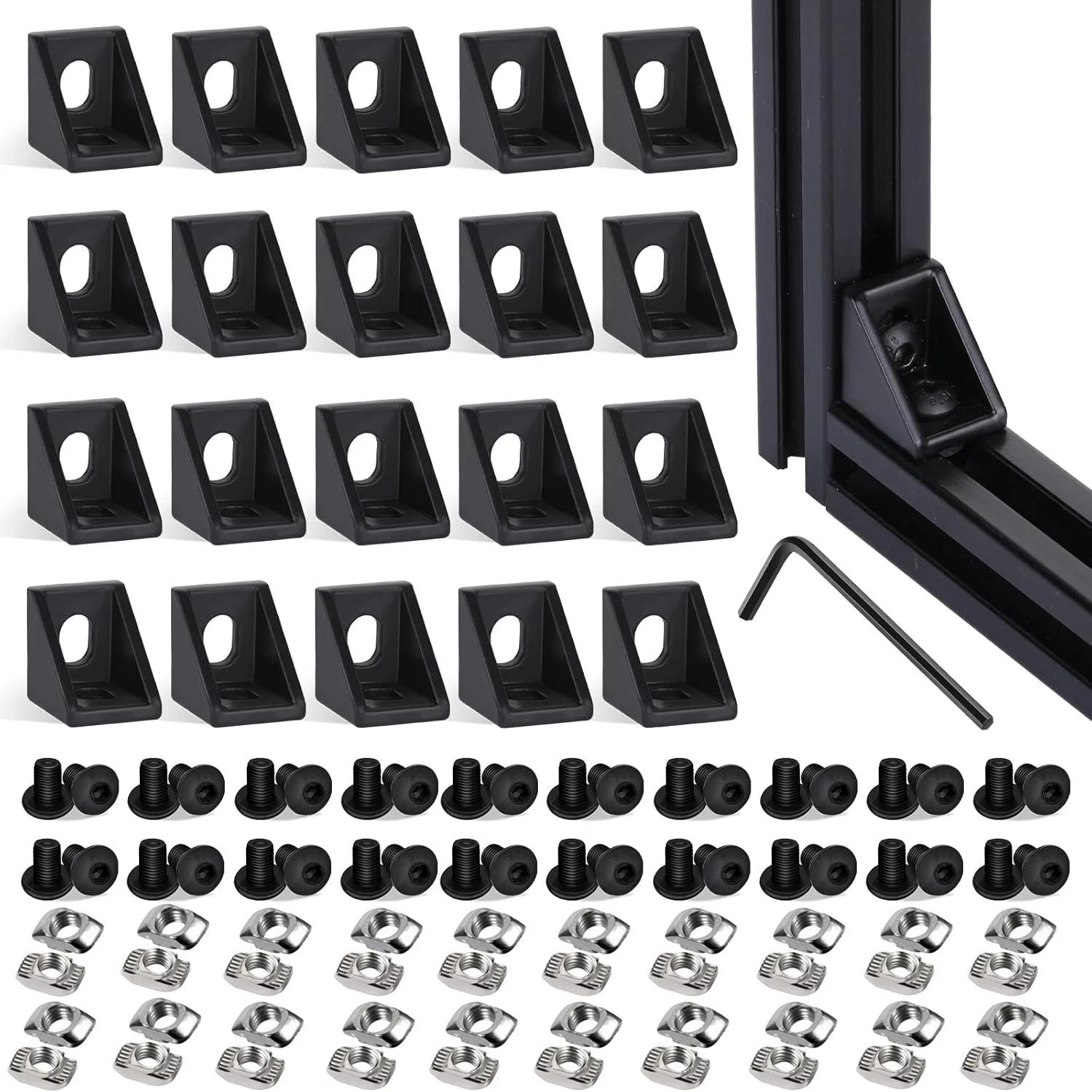 

20 sets of fixed Angle brackets and corner codes, with screws, hard material, and fixed parts brackets чёрный