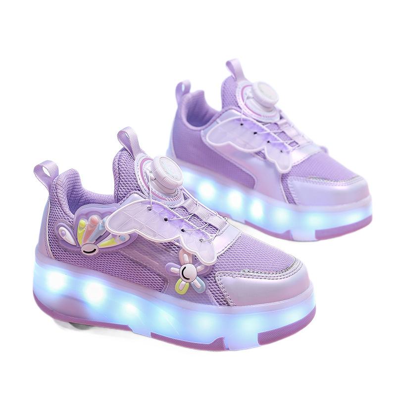 Children's Pulley Shoes 2025 Summer New Cute Fun Cartoon Girls Skates Four-wheel Mesh Sports Roller Skating Shoes