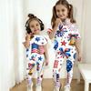 Jungen und Mädchen Unabhängigkeitstag Druck Set Kinder Freizeit Kurzarm Oberteil und Lange Hosen Set