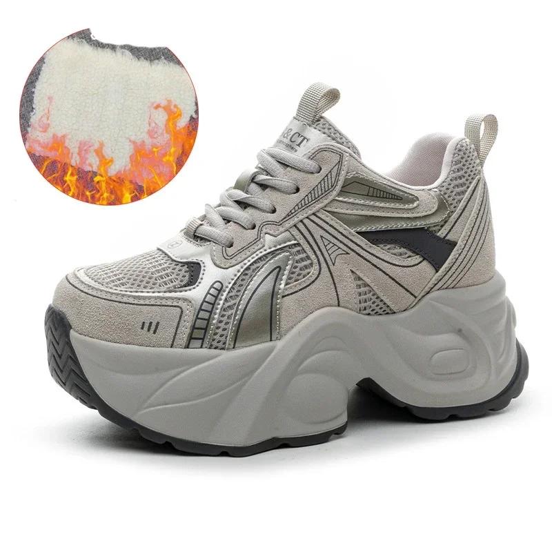 Fashion 7cm Air Mesh Ethnic Comfy Spring Flats Rubber Luxury Chunky Sneaker Concise Women Autumn Synthetic Leather Loafer Shoes