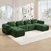 4-seater U-shaped sofa without frame with 2 ottomans, 32D high-density foam, fabric cover, non-slip, for living room, no assembly required, Green.