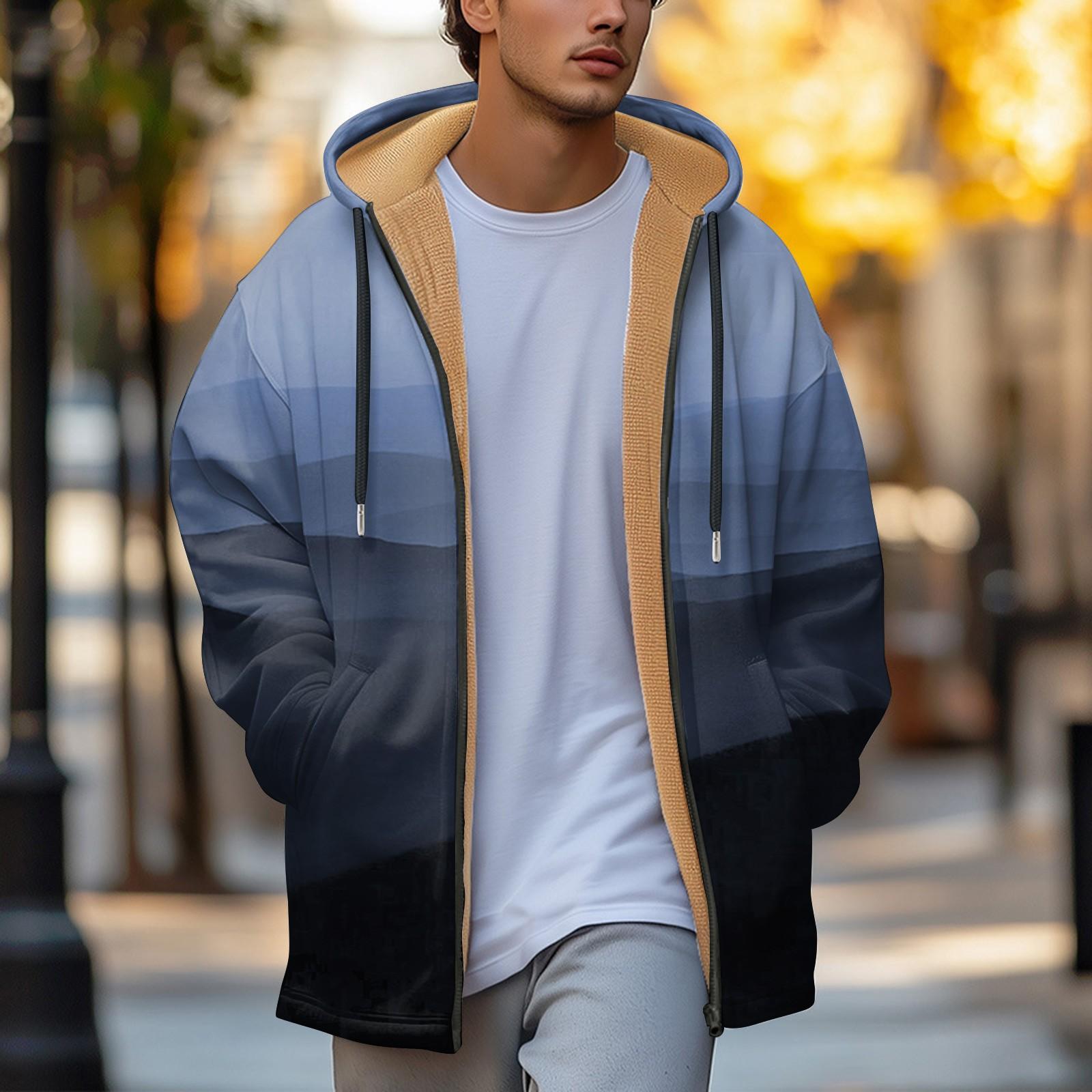 

Мужская плотная куртка с карманами на молнии и карманами, вставленными в хлопковую куртку L синий