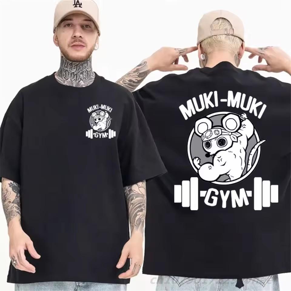 Demon Slayer Uzui Tengen Print T-shirt Men Summer Japanese Anime Funny Muscular Mouse Gym T Shirt High Quality Cotton Clothing