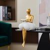 Creative Gold Modern Abstract Art Girl Figurine – Luxury Sitting Sculpture for Home, Living Room, Bookshelf, and Office Decor