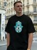 Evil Eye Hamsa Hand Graphic Cotton Men's T-Shirt, Suitable for Daily Streetwear