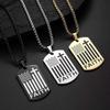 American Flag Necklace Men's Cross Pendant Military Tag Dog Tag