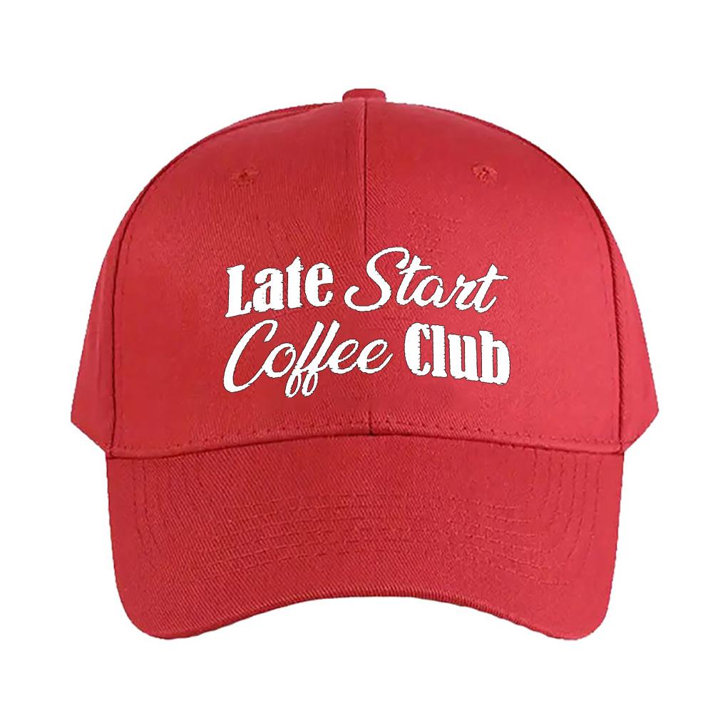 Late Start Coffee Club Papa Caps Sommer Erwachsenen Baseballkappe Verstellbar mit Gebogenem Schirm Schnabelkappe Schutz Sonnenhüte