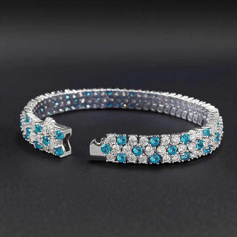 Zhuozhifan S925 Sterling Silver Bracelet with Para Diamond, Fashionable Mingyuan Style.