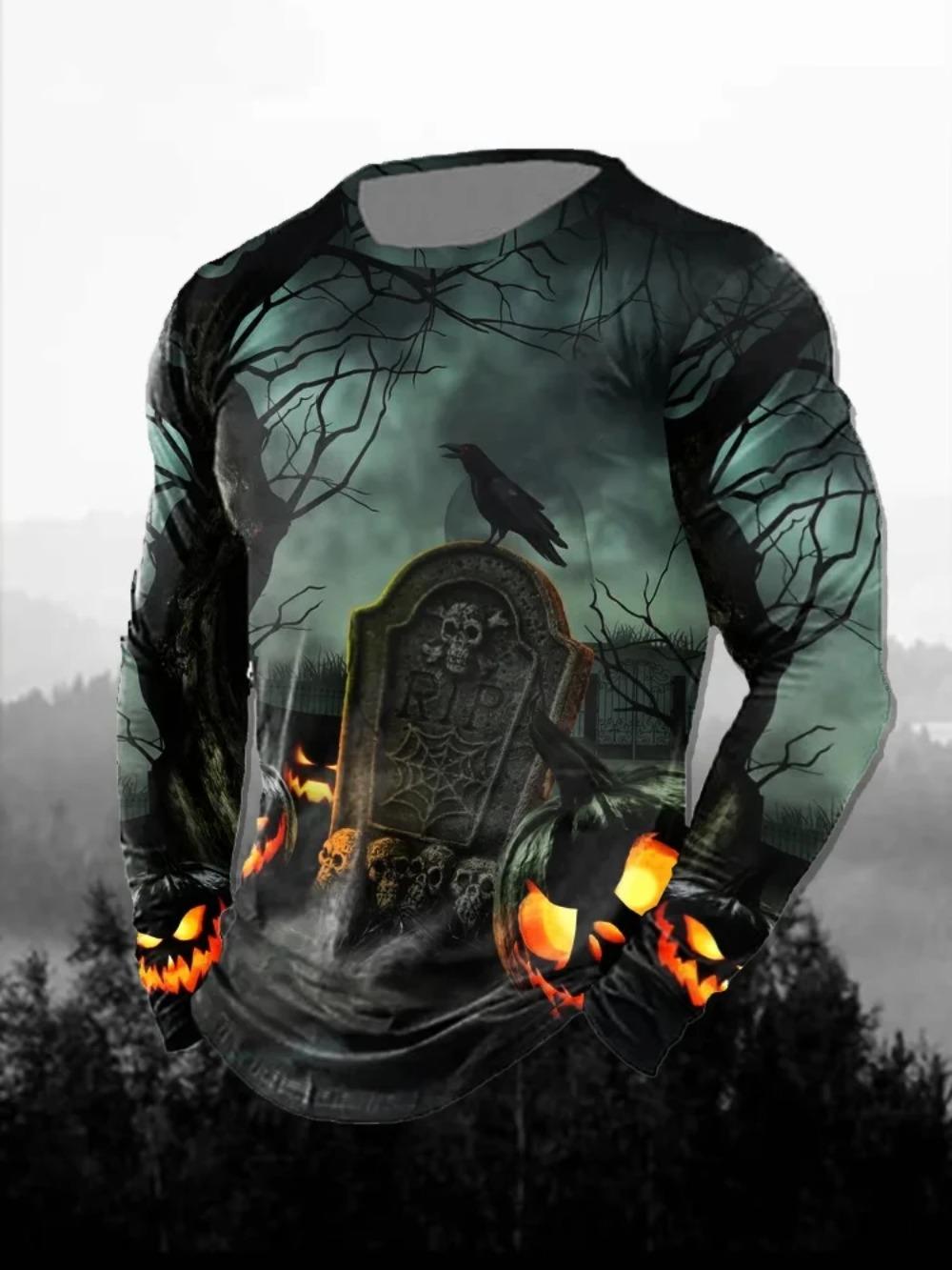 

Мужская уличная модная футболка с круглым вырезом и длинным рукавом, 3D цифровая печать, горячая распродажа 5XL