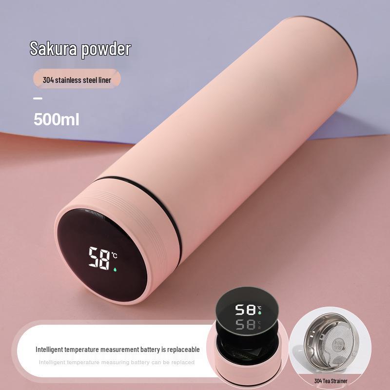 Smart Ceramic-Lined 304 Stainless Steel Insulated Cup - Simple Solid Color, Straight Body, Portable Office Gift.