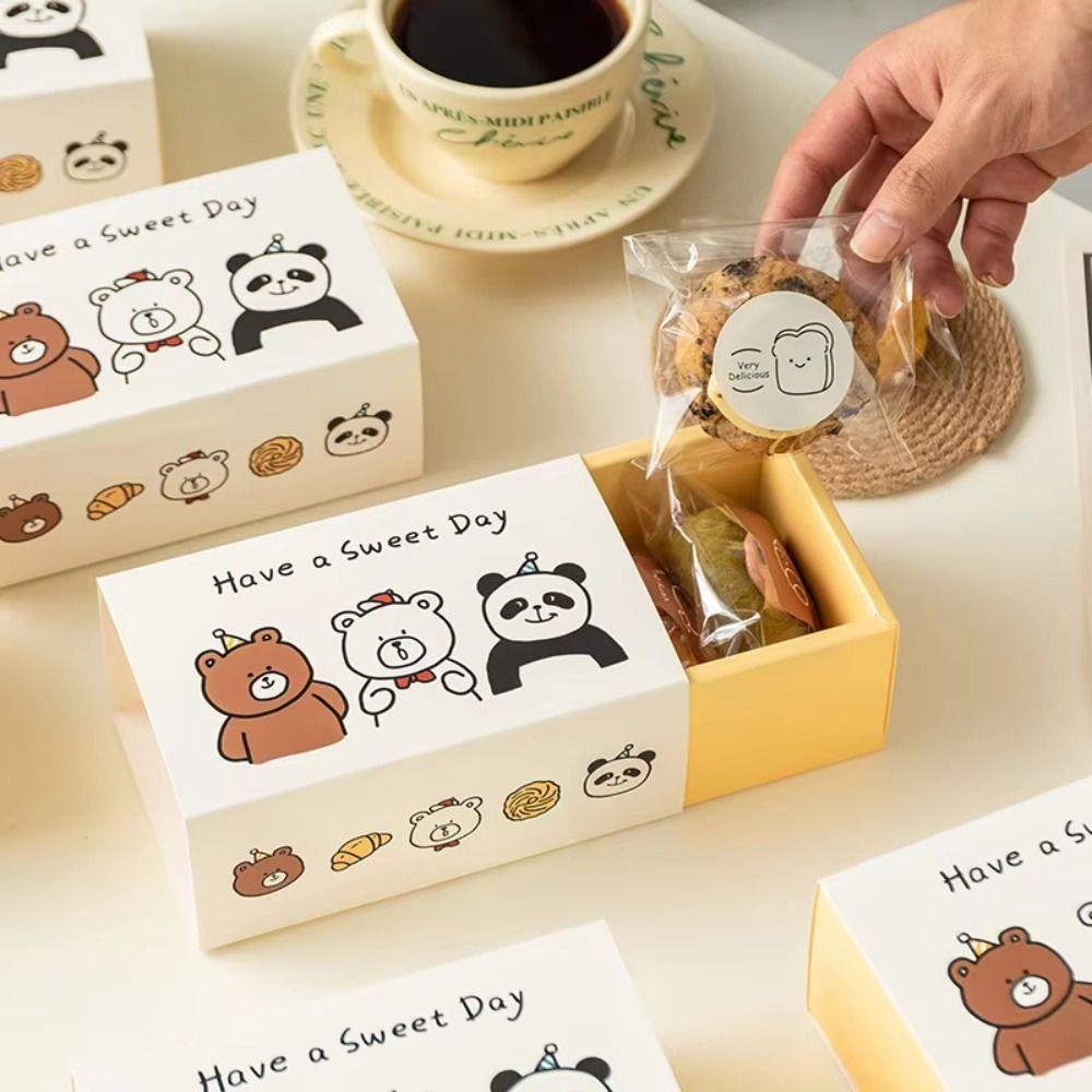 Cartoon Bear Drawer Box DIY Baking Packaging Boxes for Biscuits Cookies Snowflake Crisps Candies