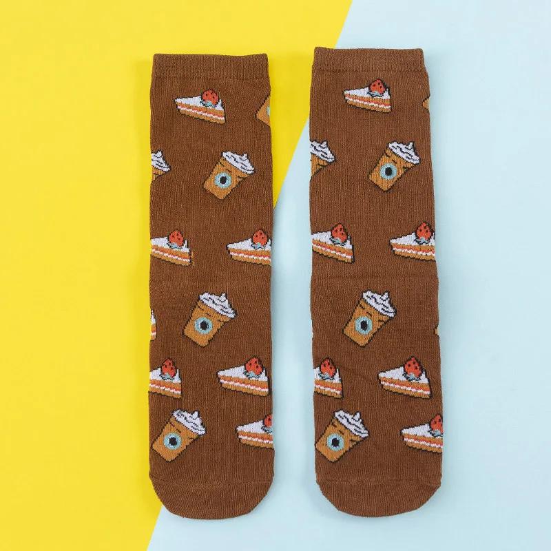 Women Socks Funny Cute Cartoon Fruits Banana Avocado Lemon Egg Cookie Donuts Food Happy Japanese Harajuku skateboard Socks