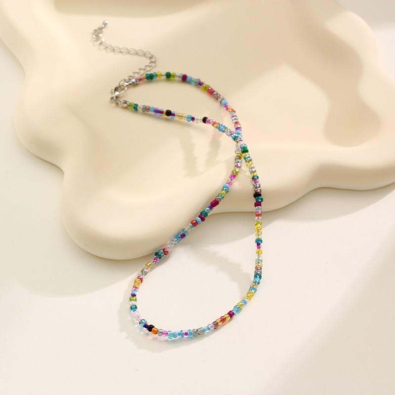 Neue Dopamin-Bonbonfarbe Reiskorn-Halskette, Böhmische Handgemachte Perlen-Halskette Schmuckzubehör