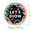 Set per Festa Graffiti al Neon: Piatti, Bicchieri, Tovaglia, Bandierine e Striscioni Monouso per Feste di Compleanno.