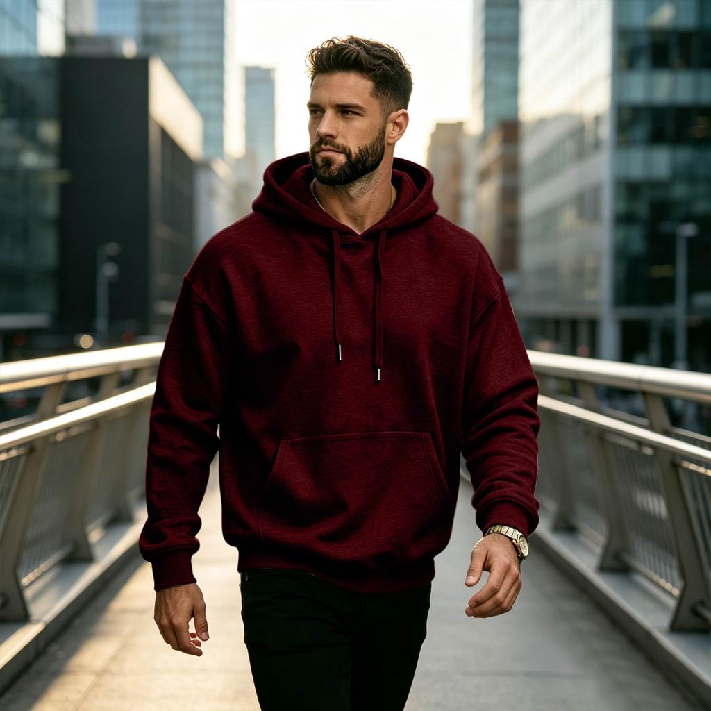Men's Long Sleeve Hooded Sweatshirt Casual Pullover