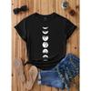 Moon Print Crew Neck T-shirt, Casual Short Sleeve T-shirt for Spring & Summer, Women's Clothing
