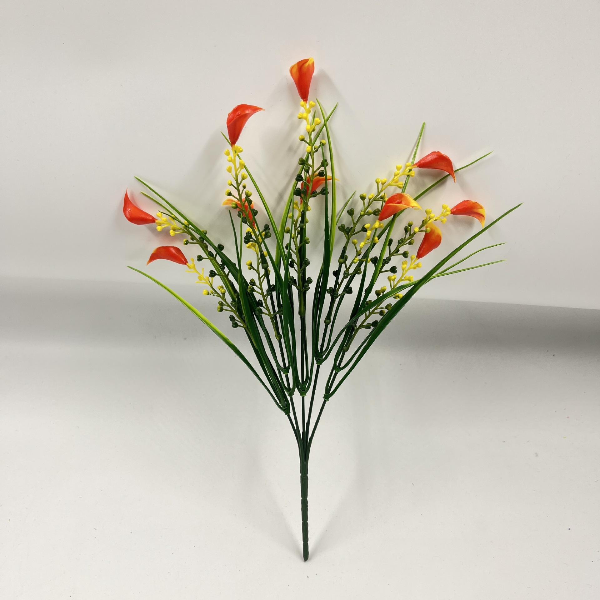 

Уличные УФ-устойчивые искусственные растения, Весенняя трава Калла Лилия Украшение для дома и сада Ручка цыгана 35cm оранжевый