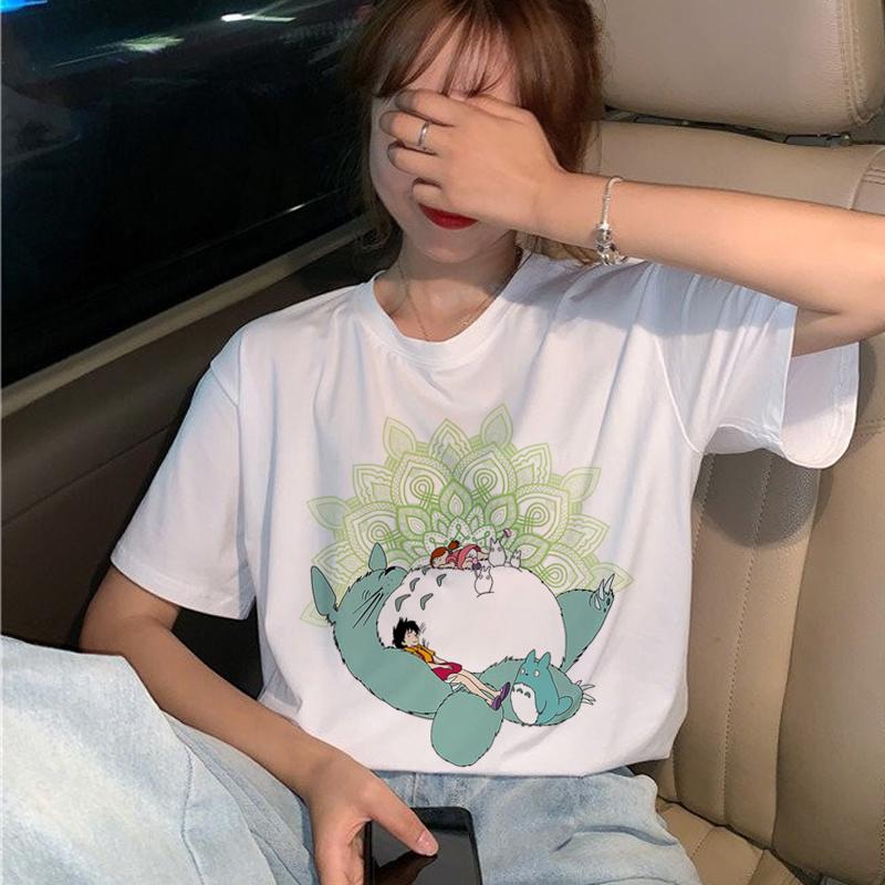 New Totoro T Shirt Women Studio Ghibli Kawaii 90S Graphic T-Shirt Harajuku Miyazaki Hayao Ullzang Tshirt Top Tees Female