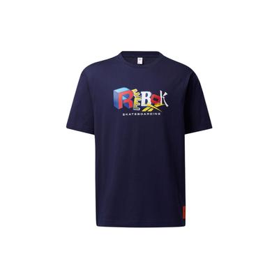 Reebok Cl X Bep Letter Pattern Printed Round Neck Short Sleeve T-Shirt Unisex Tops Blue GT4620
